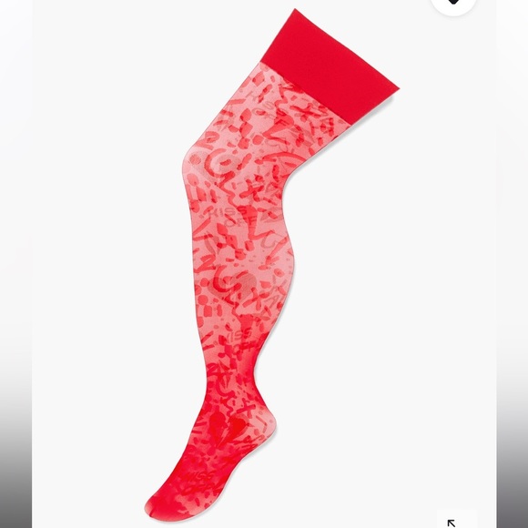 Savage X Fenty Goji Berry Red Cupid Called Thigh High Stockings - Picture 5 of 10